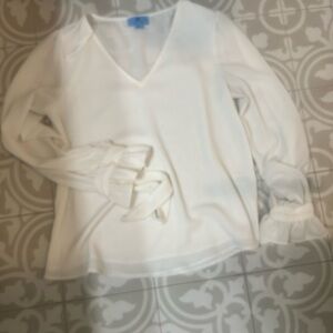 CeCe White V-Neck Top